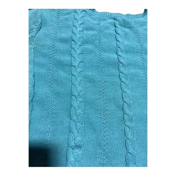 21 Main Short‎ Sleeve Knit Sweater Top - Aqua Blue Womens Size large - Picture 4 of 6